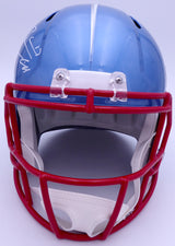 Ryan Tannehill Autographed Tennessee Titans Flash Blue Full Size Replica Speed Helmet (Smudge) Beckett BAS QR #WN46138