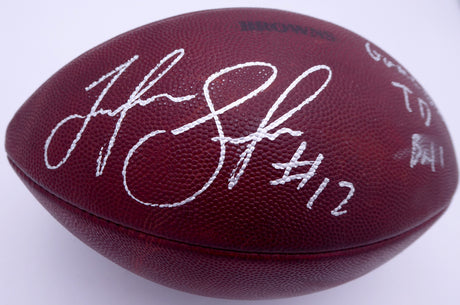 Josh Gordon Autographed Cleveland Browns Game Used Touchdown NFL Leather Football "Game Used TD Ball" 12-15-13 Beckett BAS #BB46420