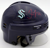 Jamie Oleksiak Autographed Seattle Kraken Blue Mini Helmet (Smudge) Fanatics Holo #B333699