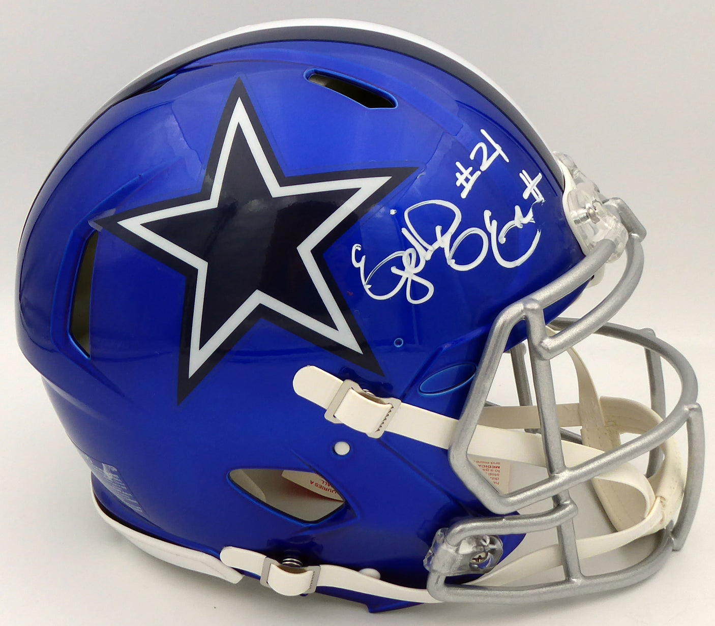 Ezekiel Elliott Autographed Dallas Cowboys Flash Blue Full Size Authentic Speed Helmet (Smudge) Beckett BAS #WT81470