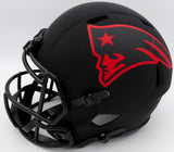 Mac Jones Autographed New England Patriots Eclipse Black Full Size Replica Speed Helmet (Light Auto) Beckett BAS QR #WS86065