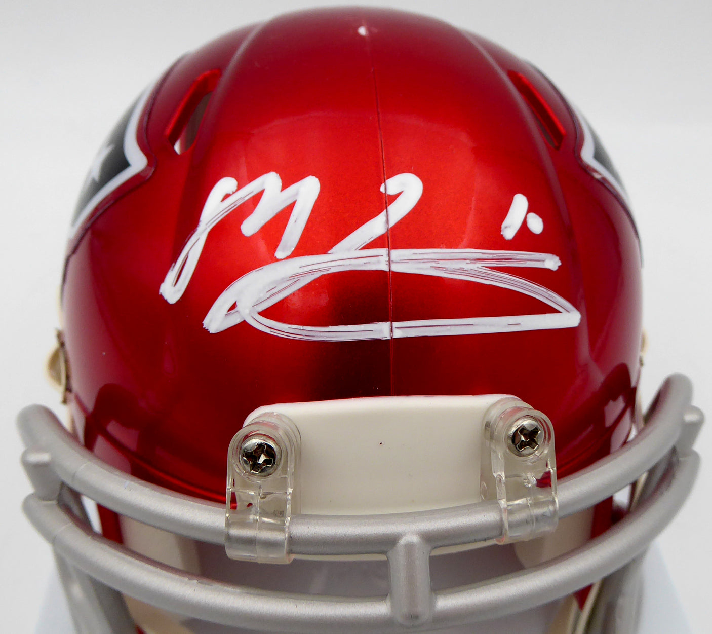 Mac Jones Autographed New England Patriots Flash Red Speed Mini Helmet (Damaged) Beckett BAS #WS86318