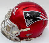 Mac Jones Autographed New England Patriots Flash Red Speed Mini Helmet (Damaged) Beckett BAS #WS86318