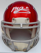 Mac Jones Autographed New England Patriots Flash Red Speed Mini Helmet (Damaged) Beckett BAS #WS86312