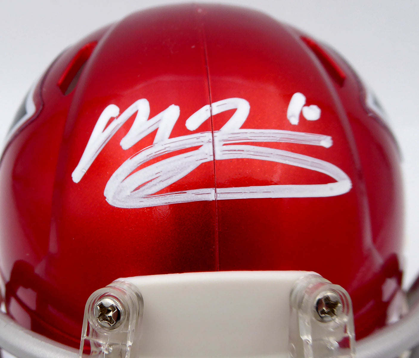 Mac Jones Autographed New England Patriots Flash Red Speed Mini Helmet (Damaged) Beckett BAS #WS86312