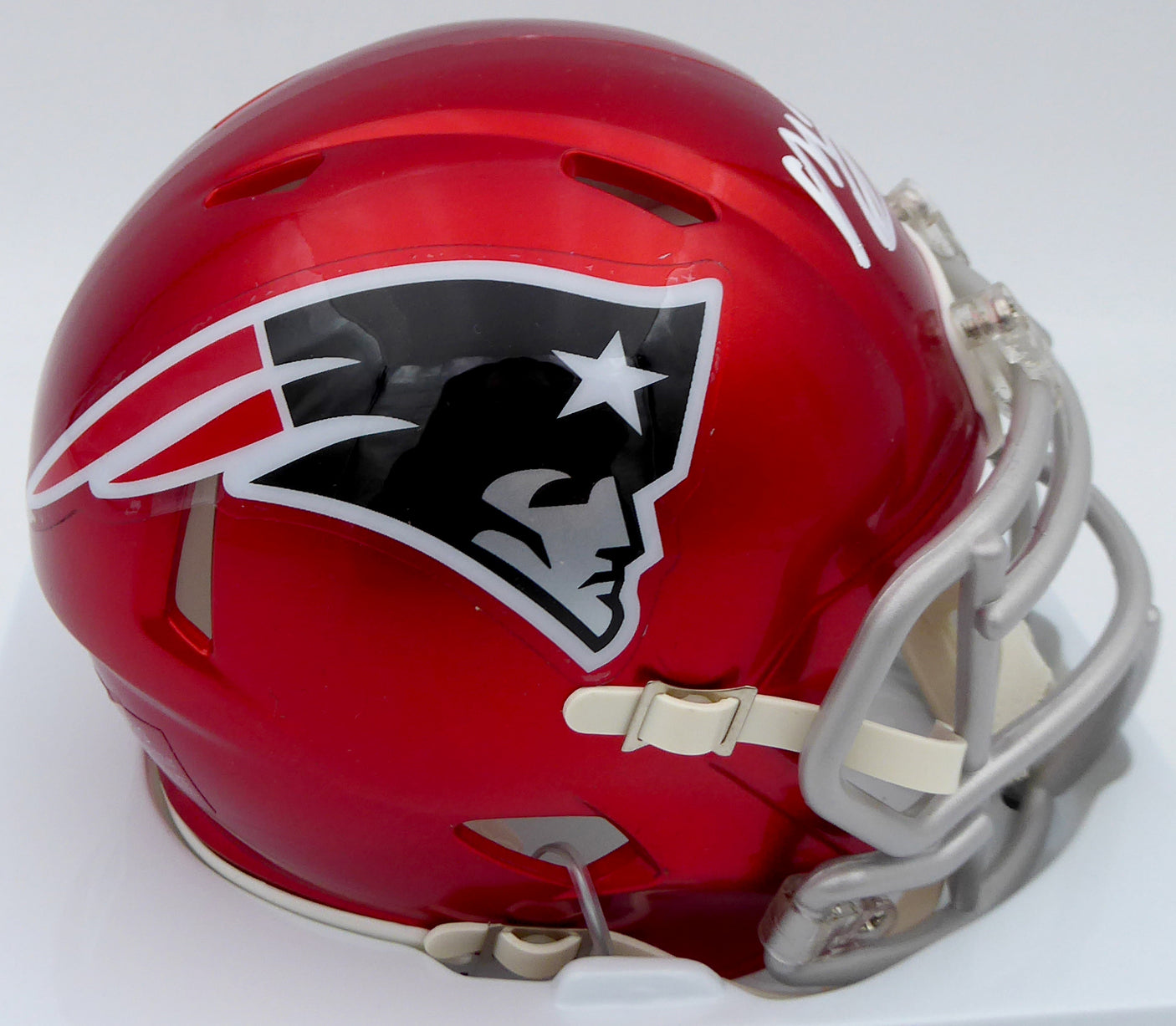 Mac Jones Autographed New England Patriots Flash Red Speed Mini Helmet (Damaged) Beckett BAS #WS86312