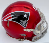 Mac Jones Autographed New England Patriots Flash Red Speed Mini Helmet (Damaged) Beckett BAS #WS86312