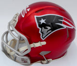 Mac Jones Autographed New England Patriots Flash Red Speed Mini Helmet (Damaged) Beckett BAS #WS86312