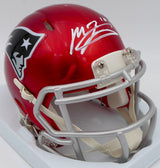 Mac Jones Autographed New England Patriots Flash Red Speed Mini Helmet (Damaged) Beckett BAS #WS86329