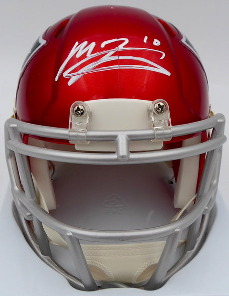 Mac Jones Autographed New England Patriots Flash Red Speed Mini Helmet (Damaged) Beckett BAS #WS86329