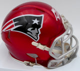 Mac Jones Autographed New England Patriots Flash Red Speed Mini Helmet (Damaged) Beckett BAS #WS86329