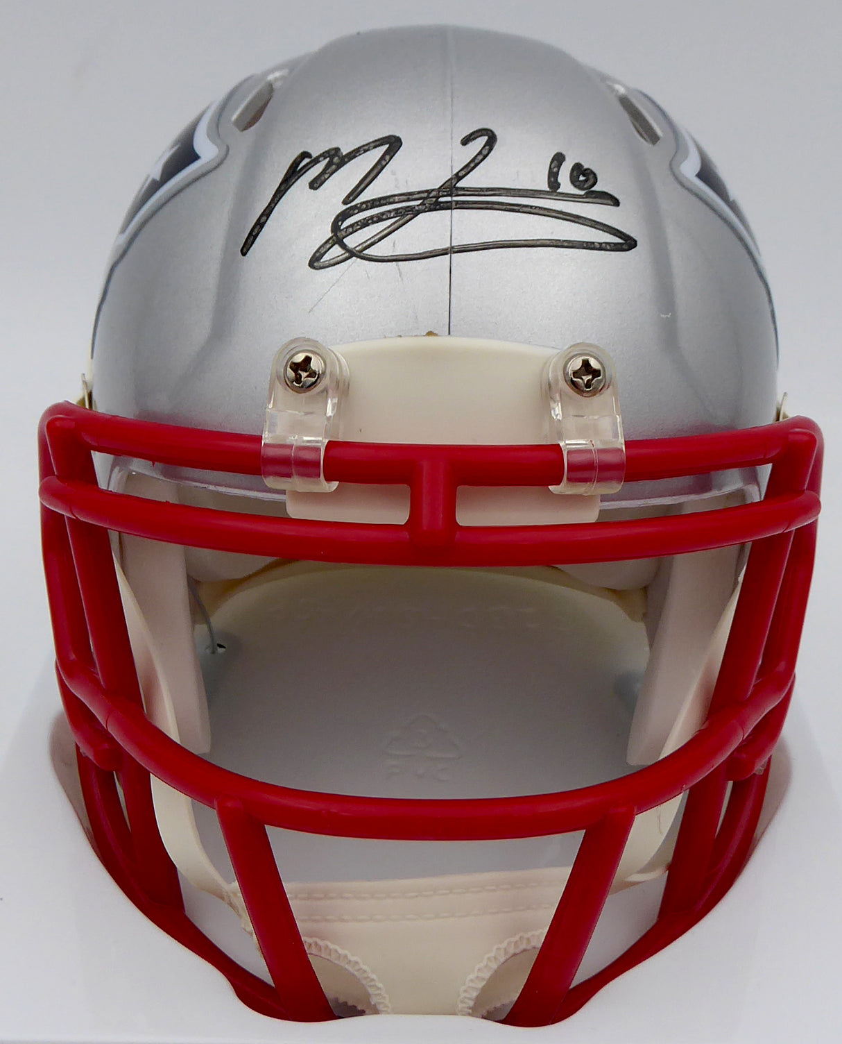 Mac Jones Autographed New England Patriots Silver Speed Mini Helmet (Bubbled) Beckett BAS #WS86380