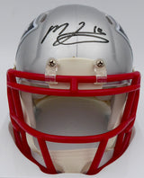 Mac Jones Autographed New England Patriots Silver Speed Mini Helmet (Bubbled) Beckett BAS #WS86380