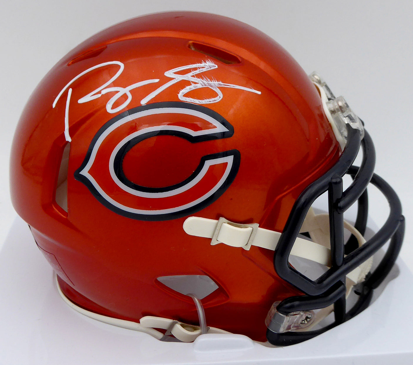 Roquan Smith Autographed Chicago Bears Flash Orange Speed Mini Helmet (Smudged) Beckett BAS #WW01039