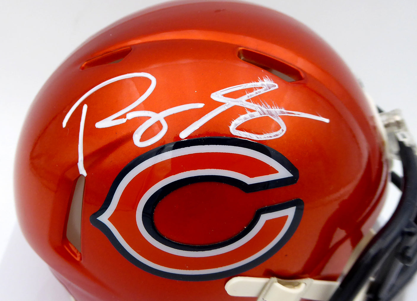 Roquan Smith Autographed Chicago Bears Flash Orange Speed Mini Helmet (Smudged) Beckett BAS #WW01039
