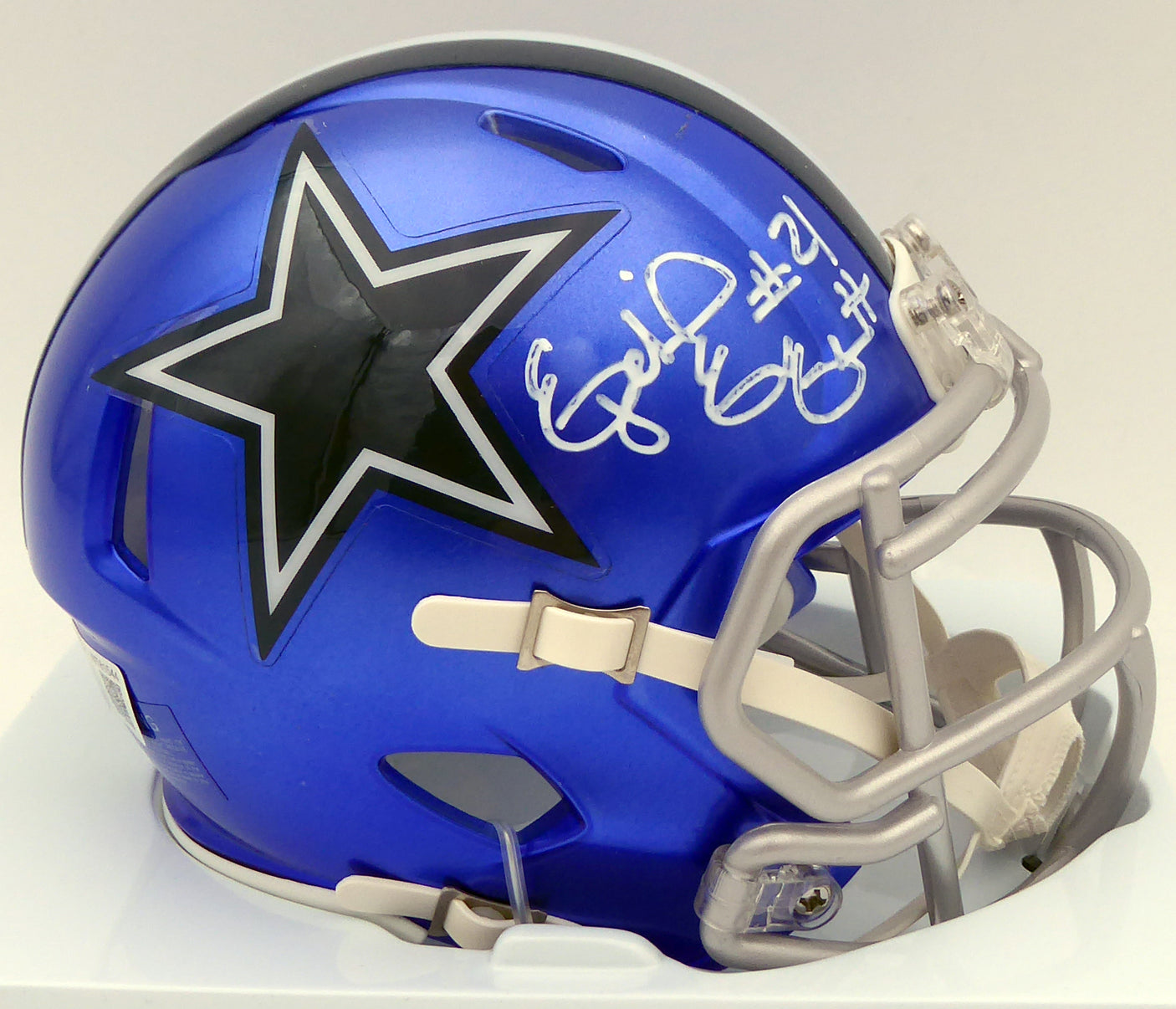 Ezekiel Elliott Autographed Dallas Cowboys Flash Blue Speed Mini Helmet Beckett BAS #WT81544