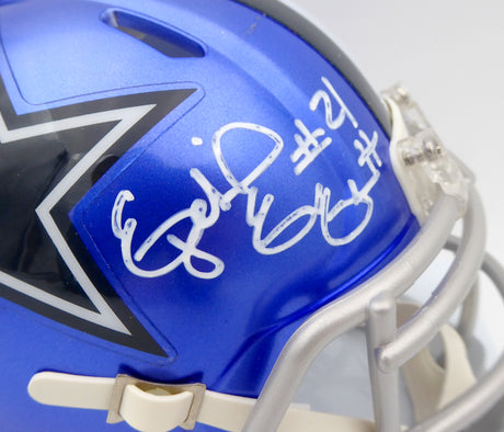 Ezekiel Elliott Autographed Dallas Cowboys Flash Blue Speed Mini Helmet Beckett BAS #WT81544