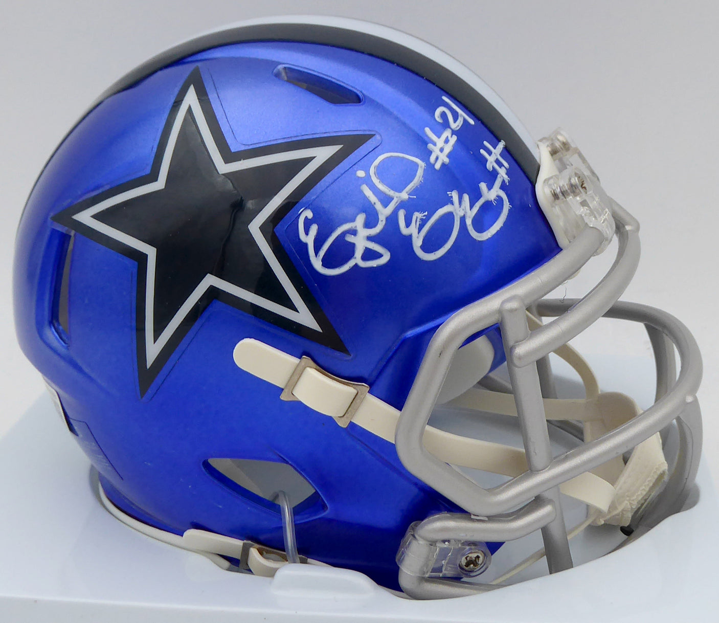 Ezekiel Elliott Autographed Dallas Cowboys Flash Blue Speed Mini Helmet Beckett BAS #WT81551