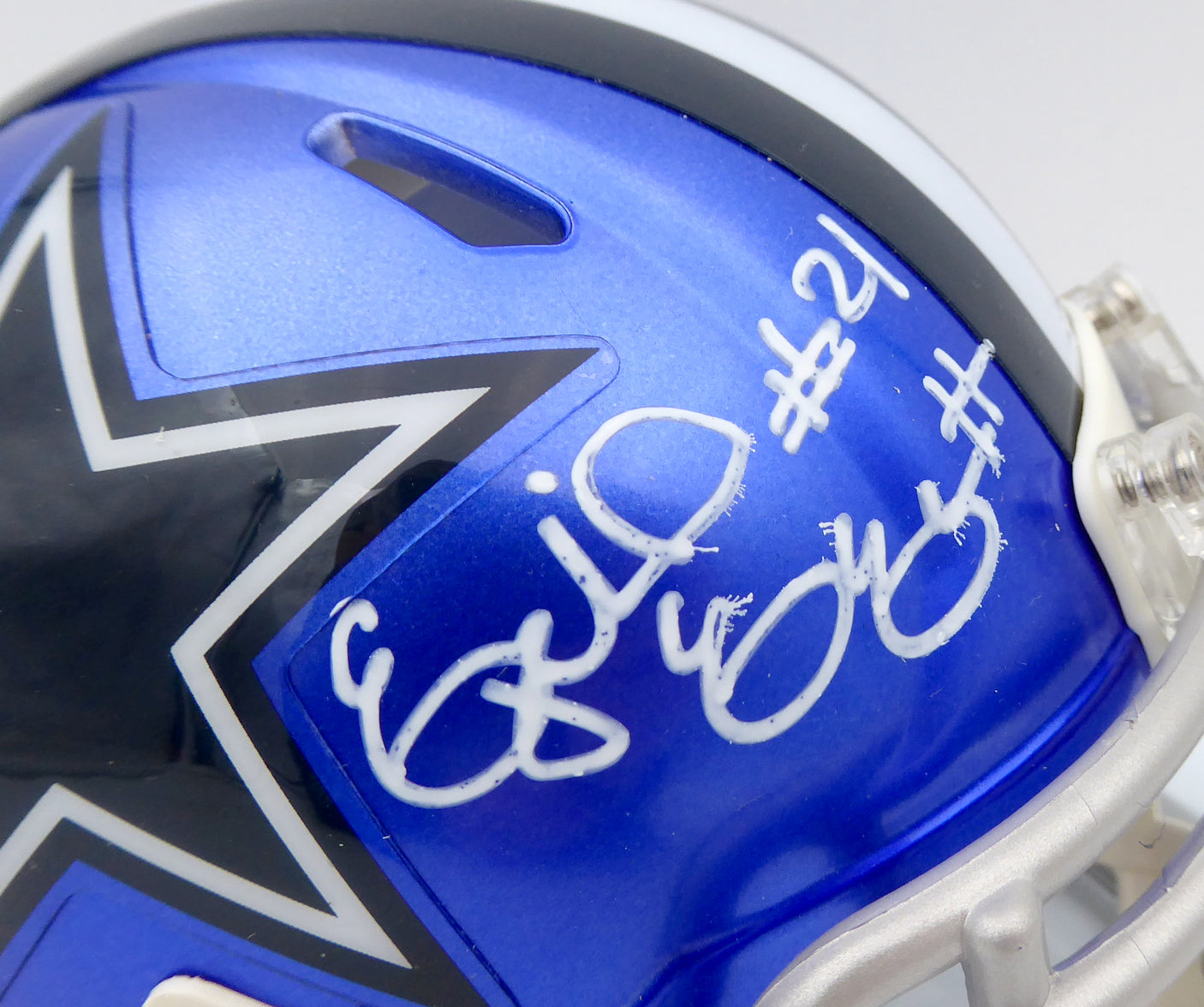 Ezekiel Elliott Autographed Dallas Cowboys Flash Blue Speed Mini Helmet Beckett BAS #WT81551