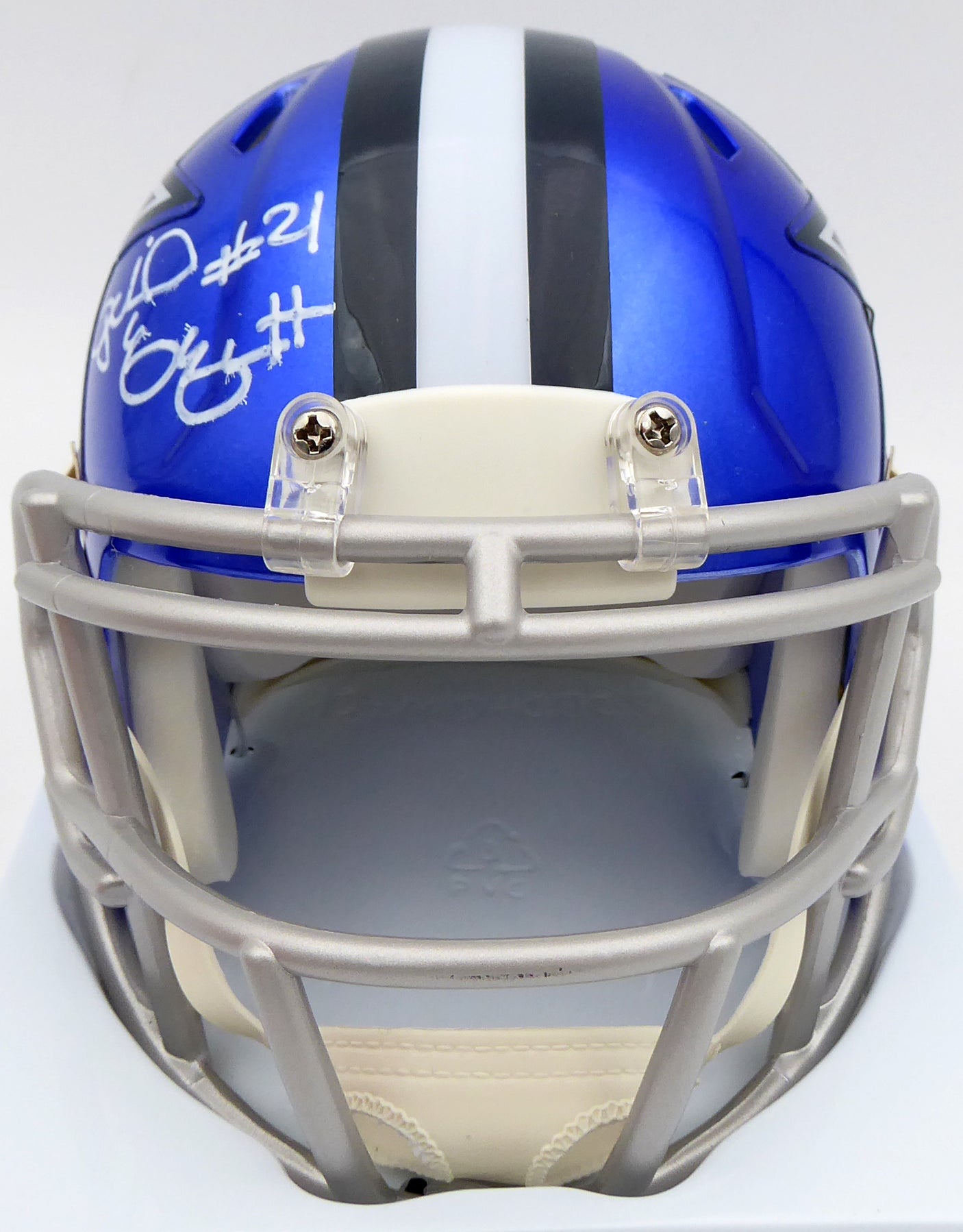 Ezekiel Elliott Autographed Dallas Cowboys Flash Blue Speed Mini Helmet Beckett BAS #WT81551