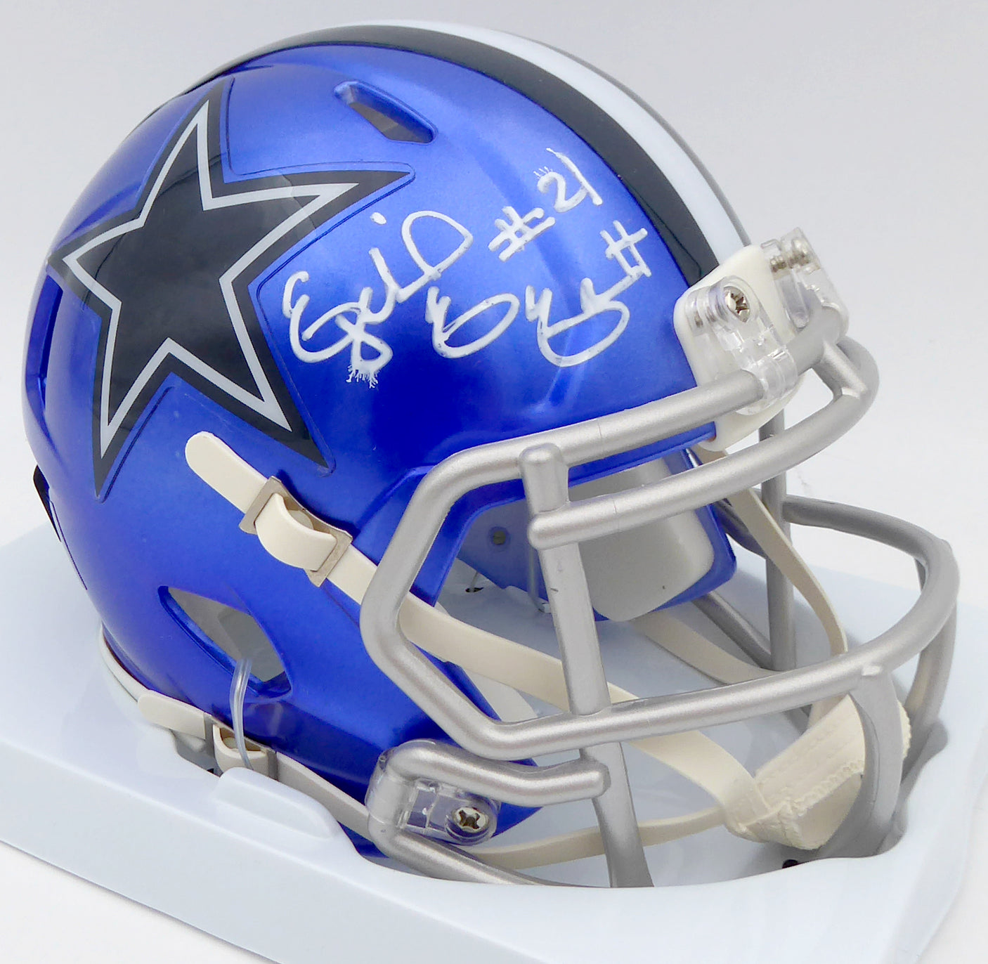Ezekiel Elliott Autographed Dallas Cowboys Flash Blue Speed Mini Helmet Beckett BAS #WT81540