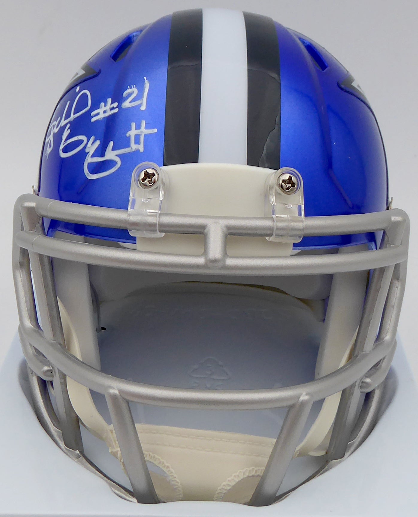 Ezekiel Elliott Autographed Dallas Cowboys Flash Blue Speed Mini Helmet Beckett BAS #WT81540