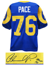 Orlando Pace Signed Blue & Yellow Throwback Custom Football Jersey w/HOF'16