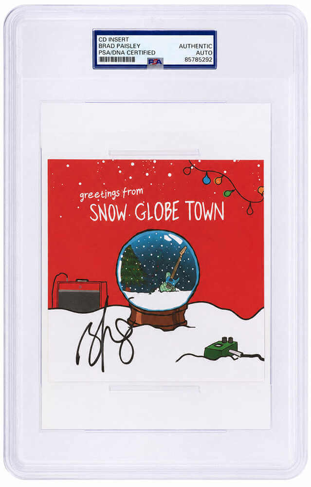 Brad Paisley Signed 'Snow Globe Town' 5x5 CD Insert - (PSA/DNA Encapsulated)