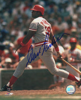 Dave Parker Signed Cincinnati Reds Grey Jersey Swinging 8x10 Photo