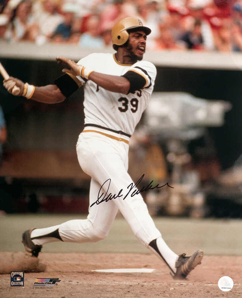Dave Parker Signed Pittsburgh Pirates White Jersey Action 16x20 Photo (In Black)