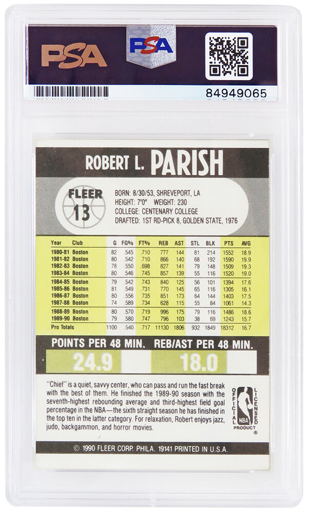 Robert Parish Signed Boston Celtics 1990-91 Fleer Basketball Card #13 w/HOF'03 - (PSA Encapsulated)