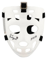 Bernie Parent Signed White With Black Straps Throwback Hockey Goalie Mask w/HOF'84