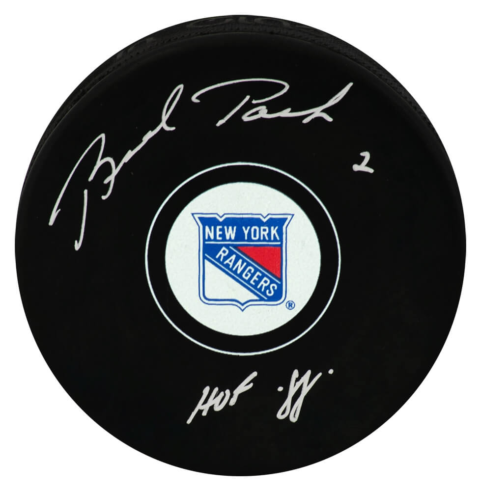 Brad Park Signed New York Rangers Logo Hockey Puck w/HOF'88