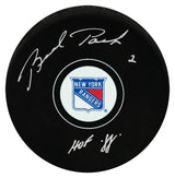 Brad Park Signed New York Rangers Logo Hockey Puck w/HOF'88
