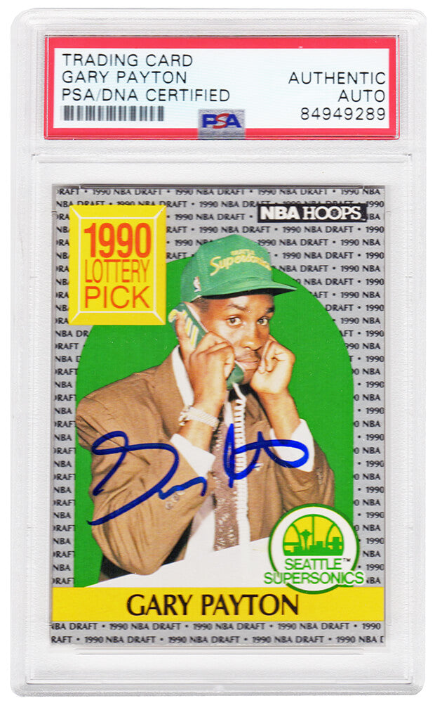 Gary Payton Signed Seattle Supersonics 1990 NBA Hoops Rookie Basketball Card #391 - (PSA/DNA Encapsulated)