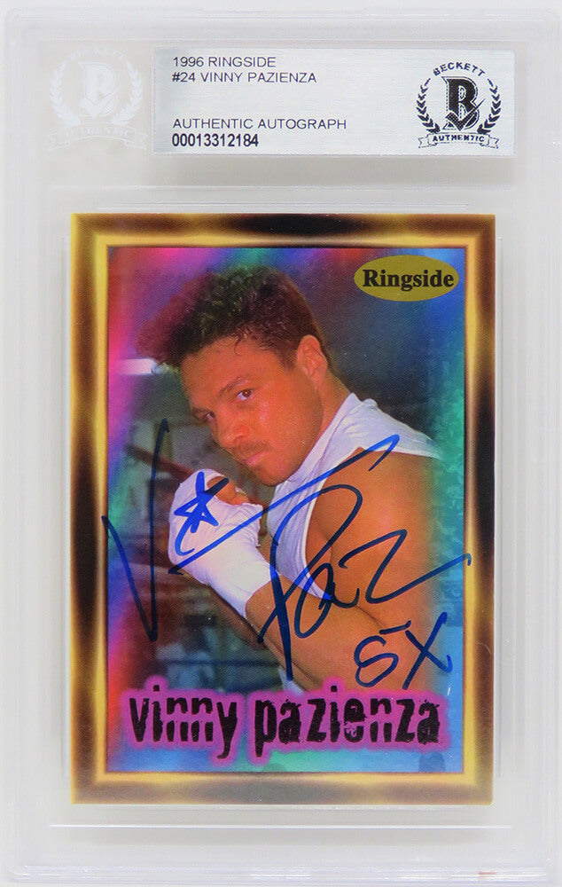 Vinny 'Paz' Pazienza Signed 1996 Ringside Boxing Trading Card #24 w/5x - (Beckett Encapsulated)