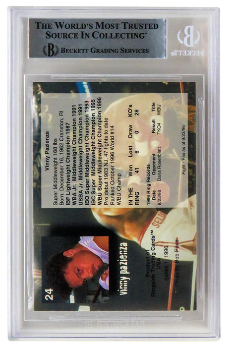 Vinny 'Paz' Pazienza Signed 1996 Ringside Boxing Card #24 - (Beckett Slabbed)