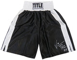 Vinny 'Paz' Pazienza Signed Title Black With White Trim Boxing Trunks w/5x