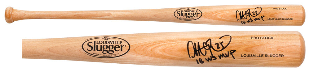 Steve Pearce Signed Louisville Slugger Pro Stock Blonde Baseball Bat w/2018 WS MVP