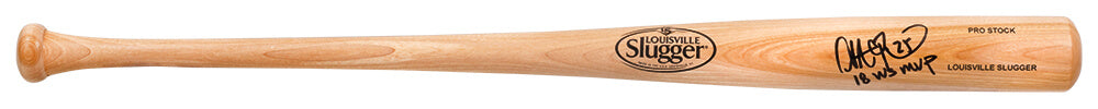 Steve Pearce Signed Louisville Slugger Pro Stock Blonde Baseball Bat w/2018 WS MVP