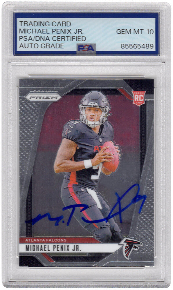 Michael Penix Jr. Signed Atlanta Falcons 2024 Panini Prizm Rookie Football Card #378 - (PSA / Auto Grade 10)