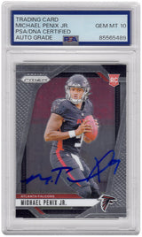 Michael Penix Jr. Signed Atlanta Falcons 2024 Panini Prizm Rookie Football Card #378 - (PSA / Auto Grade 10)