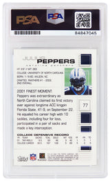 Julius Peppers Signed Carolina Panthers 2002 Topps Finest Football Rookie Card #77 (PSA Encapsulated - Auto Grade 10)