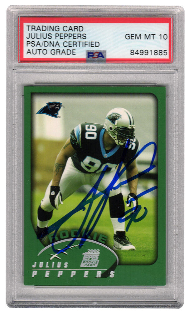 Julius Peppers Signed Carolina Panthers 2002 Topps Football Rookie Card #359 - (PSA Encapsulated - Auto Grade 10)