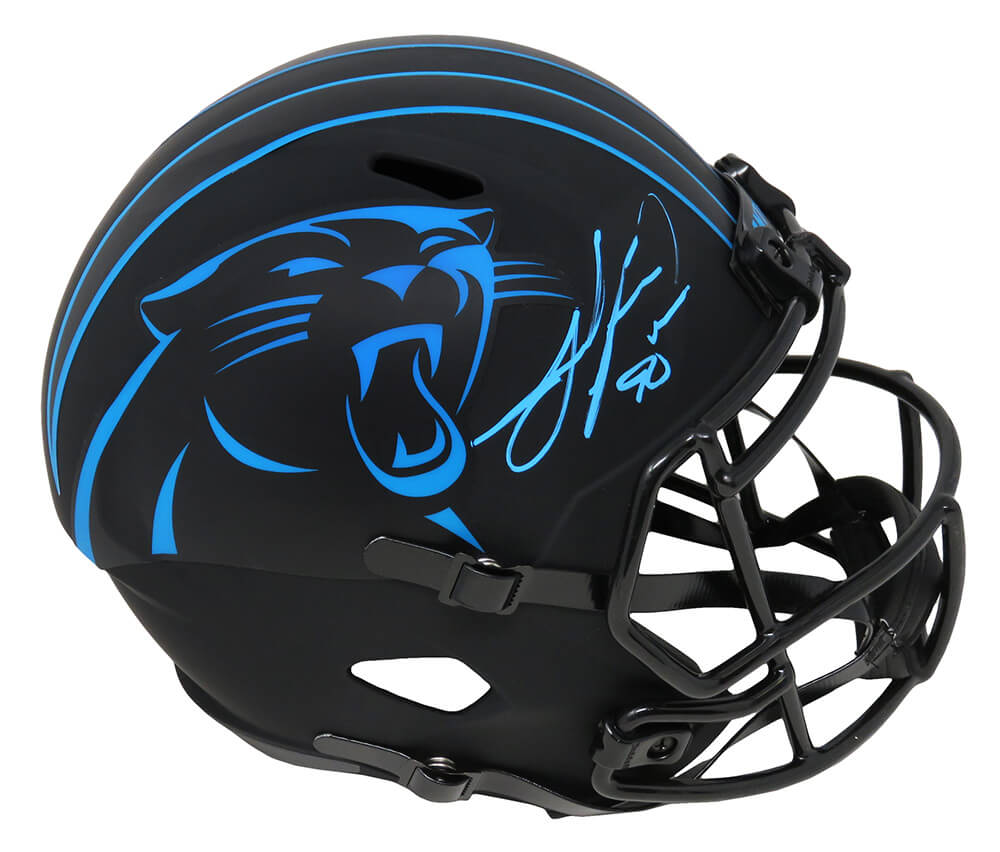 Julius Peppers Signed Carolina Panthers Eclipse Black Matte Riddell Full Size Speed Replica Helmet