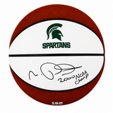 Morris Peterson Signed Michigan State Spartans Logo Brands White Logo Basketball w/2000 NCAA Champs