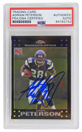 Adrian Peterson Signed Minnesota Vikings 2007 Topps Chrome Football Rookie Trading Card #TC181 (PSA Encapsulated)