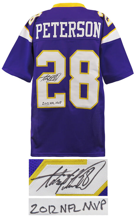 Adrian Peterson Signed Purple Custom Football Jersey w/2012 NFL MVP
