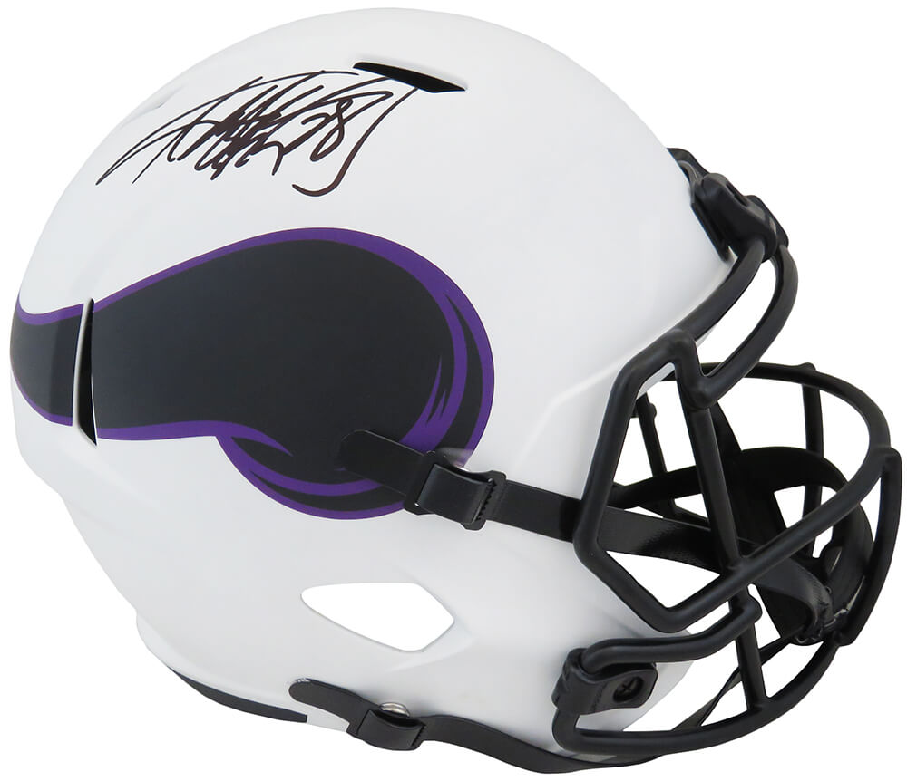 Adrian Peterson Signed Minnesota Vikings Lunar Eclipse White Matte Riddell Full Size Speed Replica Helmet