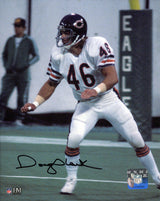 Doug Plank Signed Chicago Bears White Jersey Action 8x10 Photo